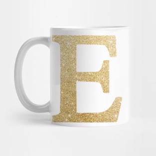 The Letter E Metallic Gold Sparkle Mug